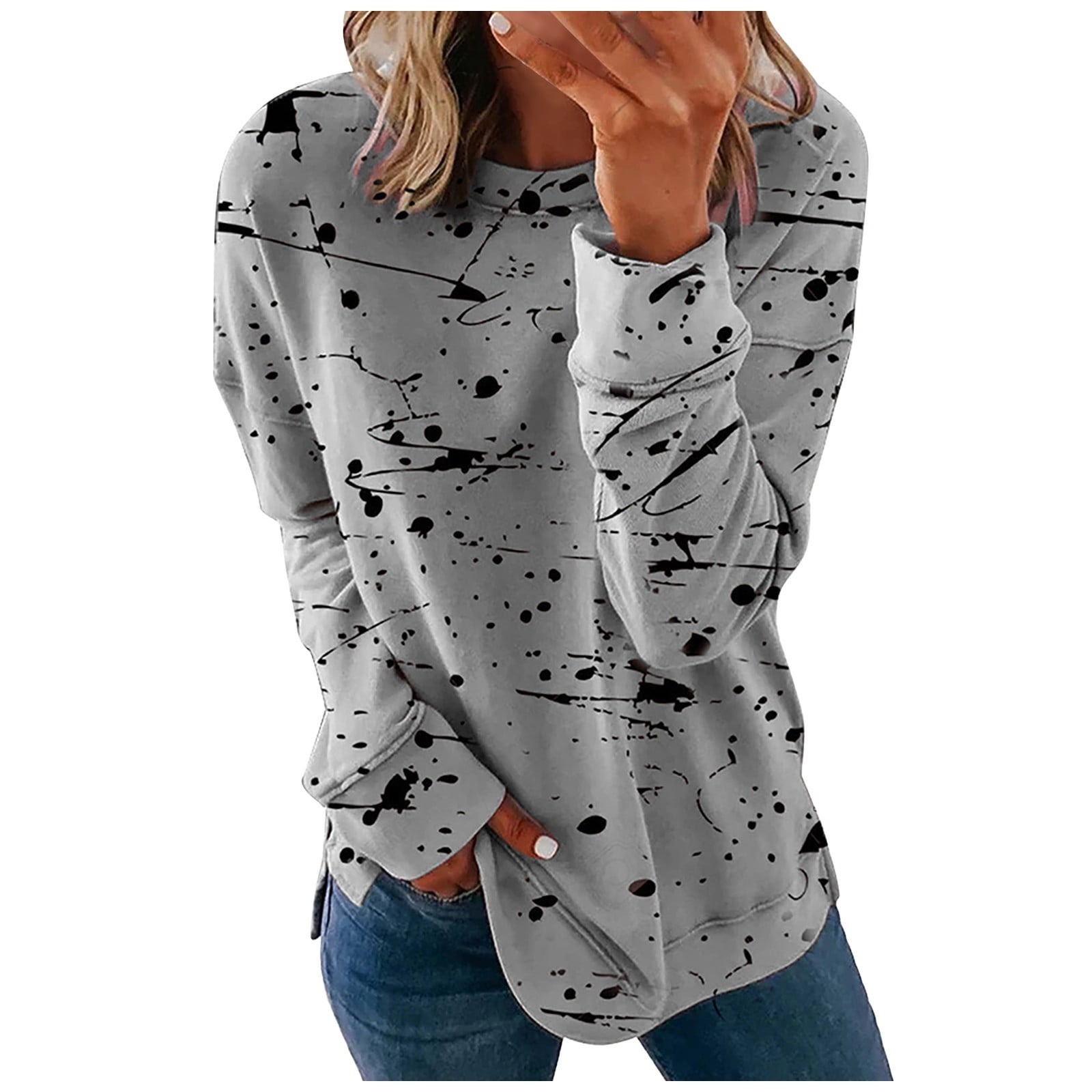 Susanny Long Sleeve Loose Fitting Pull Over Tops Lightweight Sweatshirt for  Women Plain Oversized Sport Pullover Loose Fit Crewneck Comfy Clothes for  Women Gray XL 