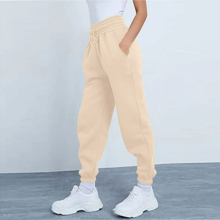 Susanny Womens Sweatpants Cinched Leg High Waisted Elastic Waist with  Pockets Drawstring Straight Leg Sweat Pants Long Cute Jogger Pants Cotton  Trendy