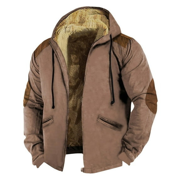 Susanny Quilted Coat Men Western Sherpa Fleece Lined Hooded Pockets Winter Flannel Jackets Distressed Zip Up Casual Fashion Military Heavyweight Aztec Denim Jacket Multicolor 7XL