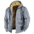 thumbnail image 1 of Susanny Men's Hooded Faux Fur Lined Warm Coats Outwear Winter Jackets Pockets Sherpa Fleece Zip Up Distressed Denim Jacket Flannel Western Cargo Clearance Wool Big and Tall Trench Coat Gray 3XL, 1 of 3