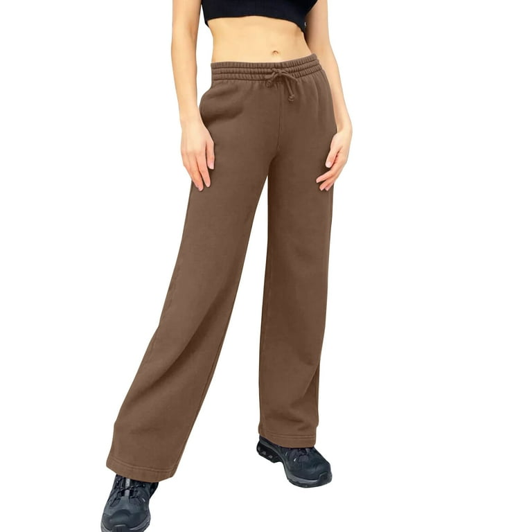 Susanny Petite Sweatpants Drawstring High Waisted with Pockets Baggy Joggers Pants Petite Tall Fleece Lined Straight Leg Ladies Tall Sweat Pants Brown M Walmart