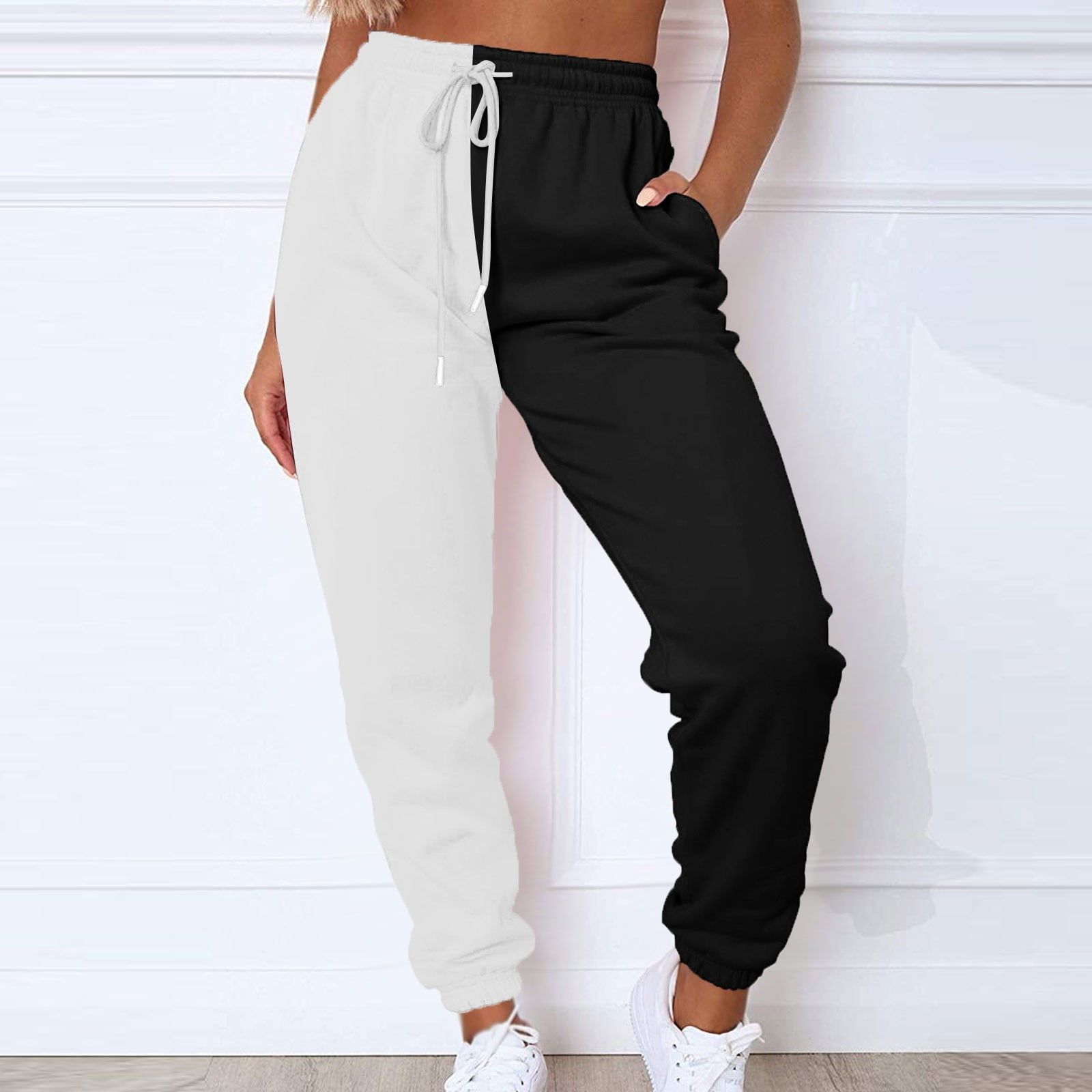 Susanny Womens Sweatpants Cinched Leg High Waisted Elastic Waist with  Pockets Drawstring Straight Leg Sweat Pants Long Cute Jogger Pants Cotton  Trendy Baggy Pants Orange S 