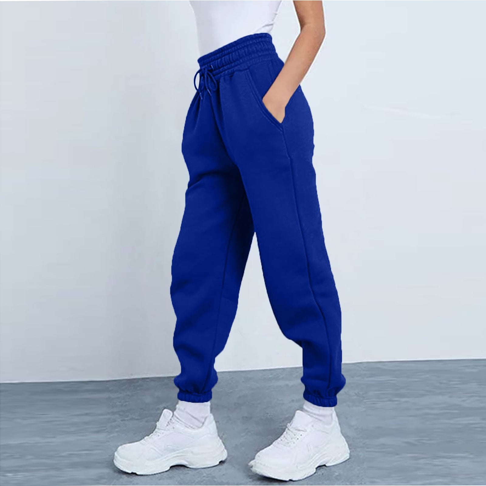 Susanny Women Sweatpants Cinch Bottom Drawstring High Waisted with Pockets  Elastic Waist Straight Leg Jogger Sweatpants Joggers Long Cargo Baggy Pants