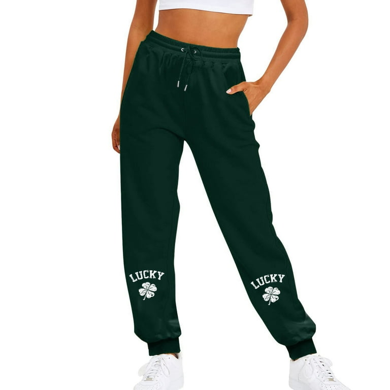 Susanny Petite Sweatpants for Women Elastic Ankle Cinch Bottom Drawstring Straight Leg Saint Patrick s Day Elastic Waist Jogger Sweatpants Long Joggers Jogger Pants Loose Petite Baggy Pants Green 2XL ...