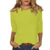 Susanny Plus 3/4 Sleeve Tops Clearance Elbow Round Neck T Shirts Half Sleeve Solid Basic Shirts for Women Dressy Casual Womens Dressy Blouses Clothing Fluorescent Green 5XL