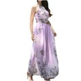 thumbnail image 1 of Susanny Plus Size Sundresses for Women Sleeveless Floral Long Maxi Dresses Spaghetti Strap Belts Dress Womens Clothes Chiffon Halter Long Dresses Formal Purple L, 1 of 5