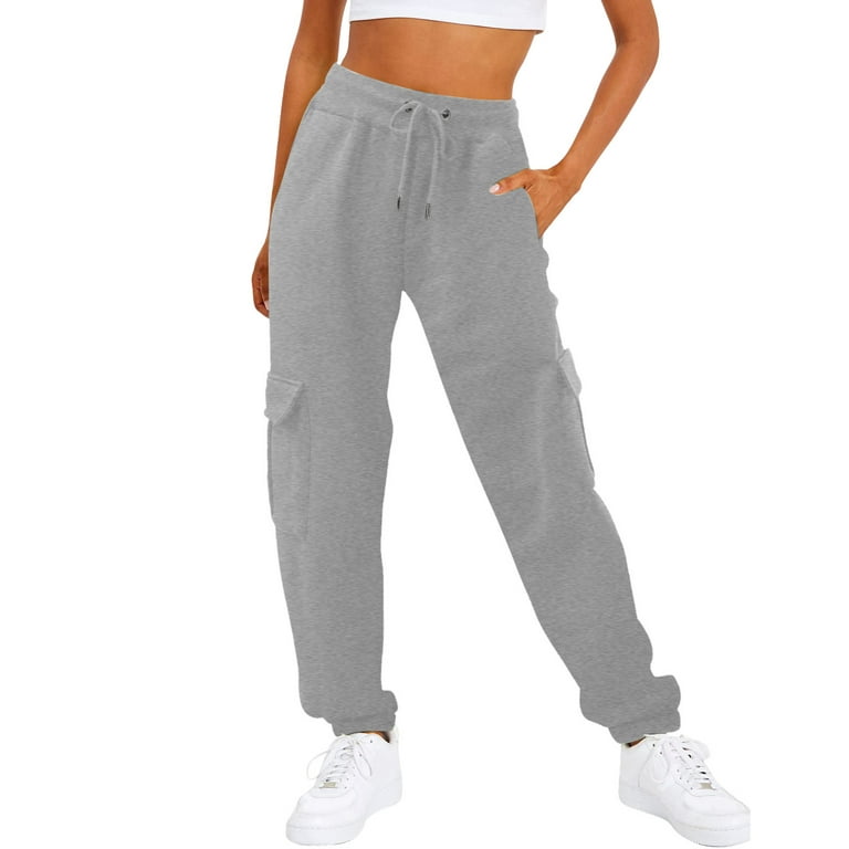 Susanny Pink Sweatpants for Women Cinch Bottom Drawstring Elastic Waist  with Pockets Straight Leg High Waisted Sweat Pants Clearance for Winter  Loose