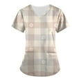 thumbnail image 1 of Susanny Scrub Tops For Women Floral Nurse Uniform Graphic Short Sleeve Scrubs with Pockets Print Clearance Work Basics Scrub Tops Khaki 2XL, 1 of 3