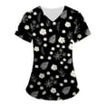 thumbnail image 1 of Susanny Scrub Tops For Women Floral Short Sleeve Graphic Nurse Uniform Scrubs Tops with Pockets Print Nurses Printed Nursing Uniforms Scrub Top Black M, 1 of 3