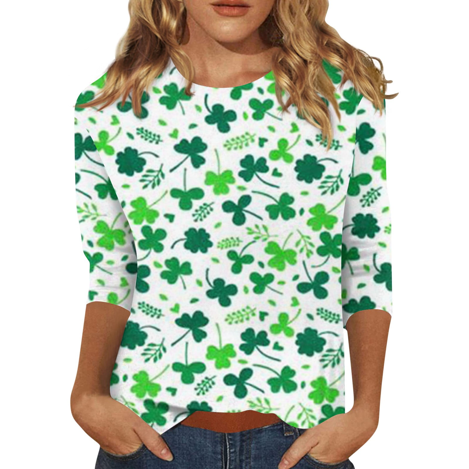 Susanny St Patricks Day T Shirts For Women Plus Size 3/4 Sleeve Crew ...