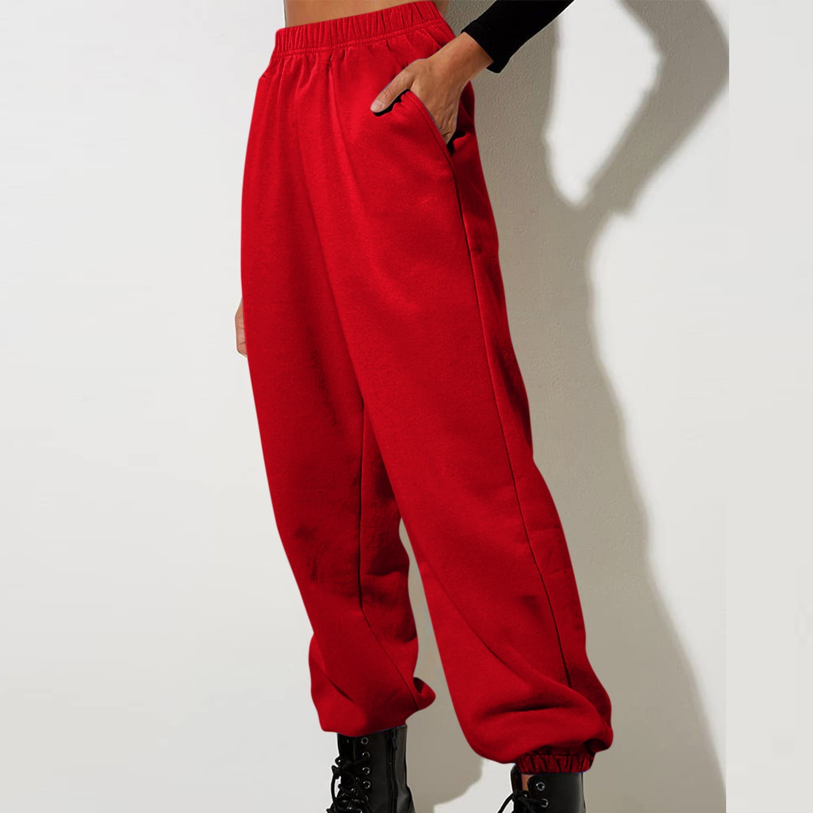 Yovela Womens Red Sweatpants Comfy Cotton High Waist Jogger Petite Pants  Y2k Trendy Lounge Trousers with Pockets - Yahoo Shopping