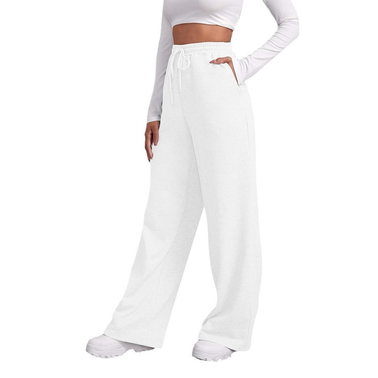 Susanny Sweatpants for Womens Juniors Wide Leg High Waisted Drawstring  Straight Leg with Pockets Elastic Waist Sweatpants Workout Cute Jogger  Pants