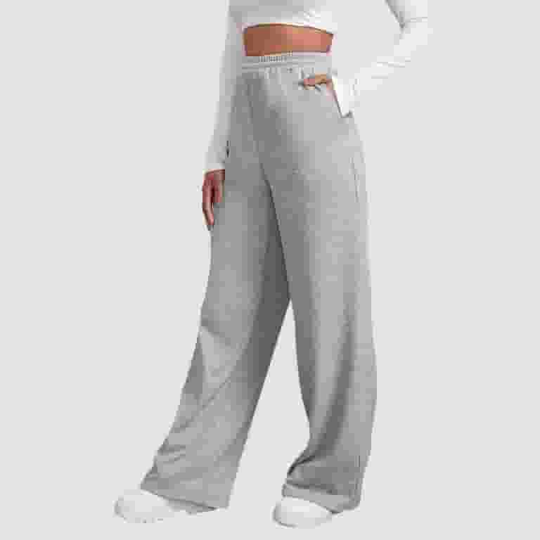 【oan】Sluffy Gray Pants Susanny Tall Sweatpants for Women Fleece Straight Leg Sweat