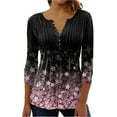 thumbnail image 1 of Susanny Womens Maternity Tops Plus Size Flare Elbow 3/4 Length Sleeve Flowy Business Casual Shirts Women Pleated Button Down Summer Office Blouses Professional Floral Tunic Tops Women Black M, 1 of 3