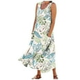 thumbnail image 1 of Susanny Vacation Dresses Petite Womens Cotton Linen Boho Sexy Maxi Dress for Women Floral Tank Summer Work Dresses for Women Long Sleeveless Flowy Sun Dresses for Women 2023 with Pockets White M, 1 of 9