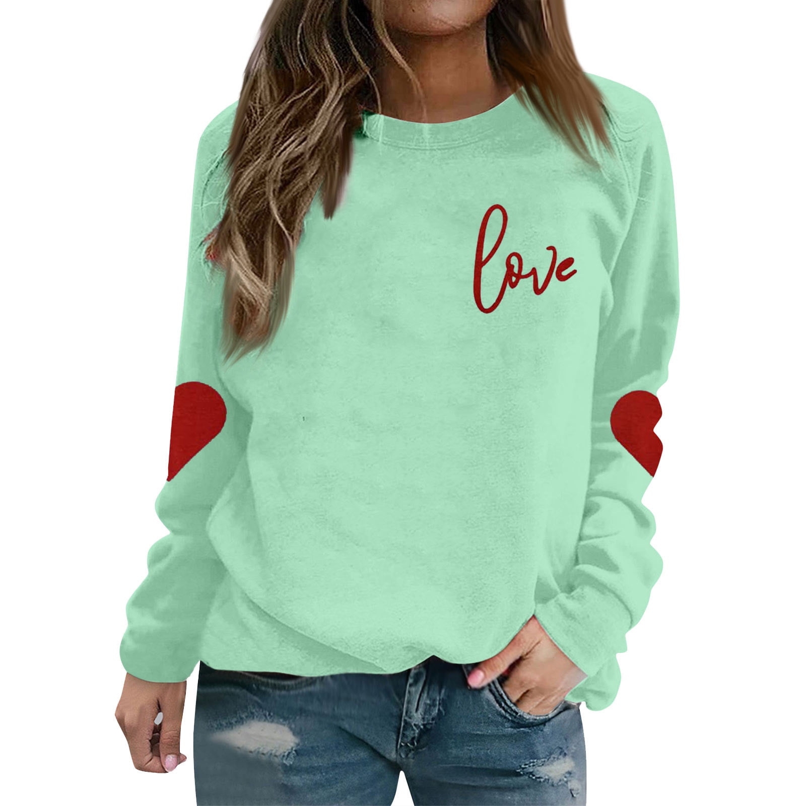 Rvidbe Valentine's Day Shirts for Women Love Heart Graphic Crewneck Long  Sleeve Gradient Pullover Sweatshirts Comfy Tops Army Green at   Women's Clothing store