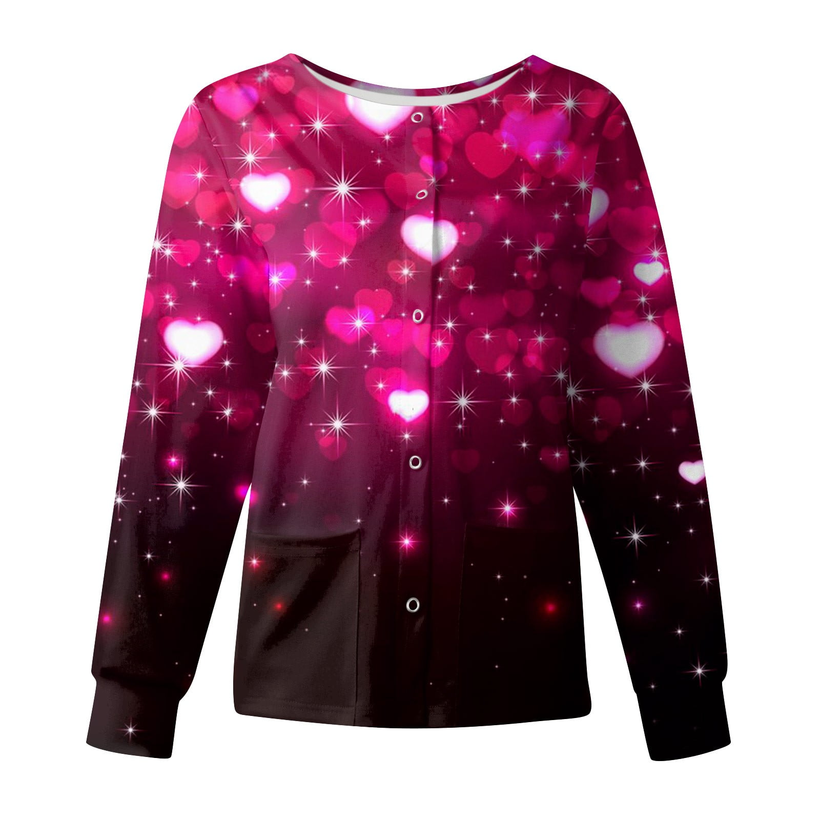 Susanny Valentines Day Maternity Scrubs Long Sleeve with Pockets Button