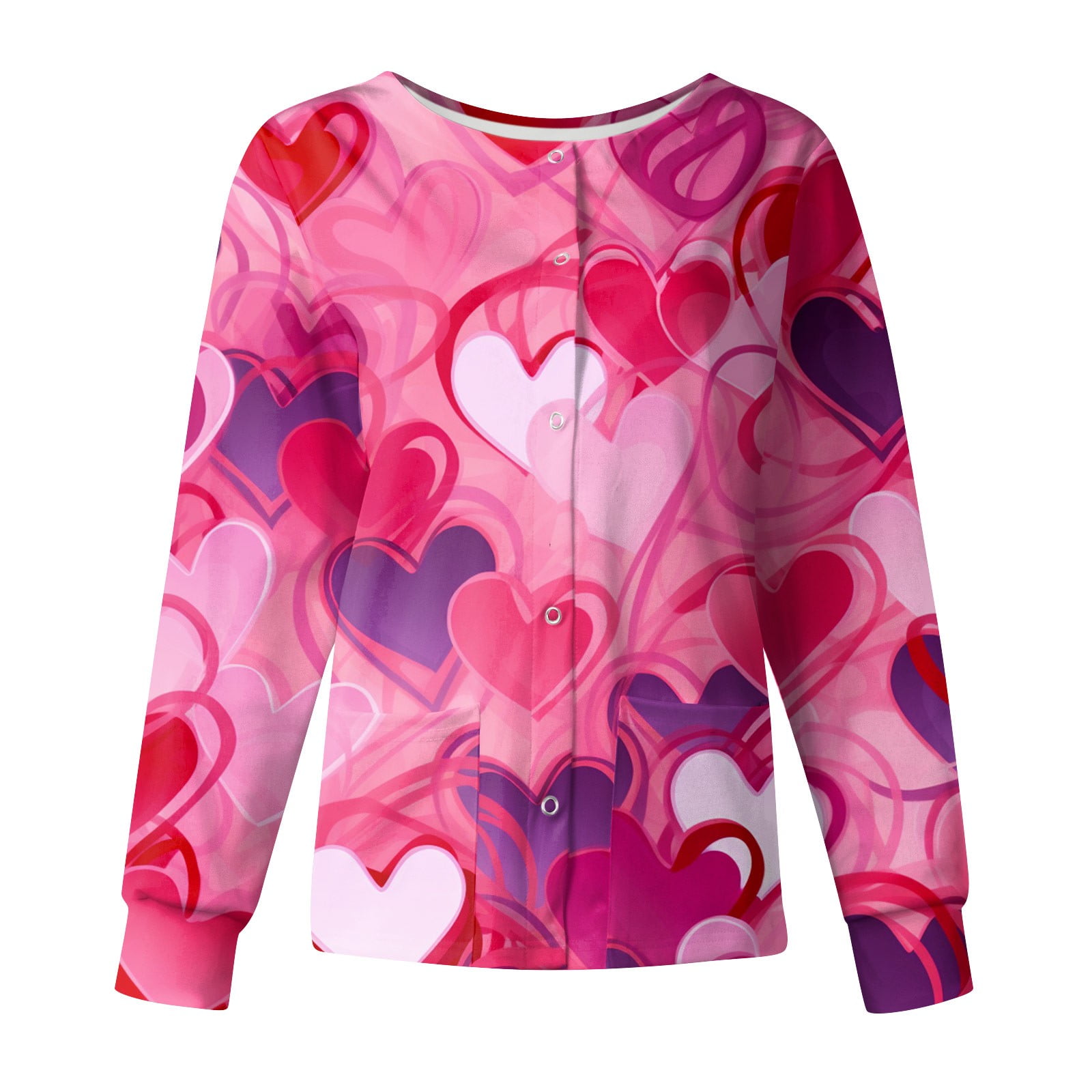 Susanny Valentines Day Womens Scrubs Button Down with Pockets Love Red