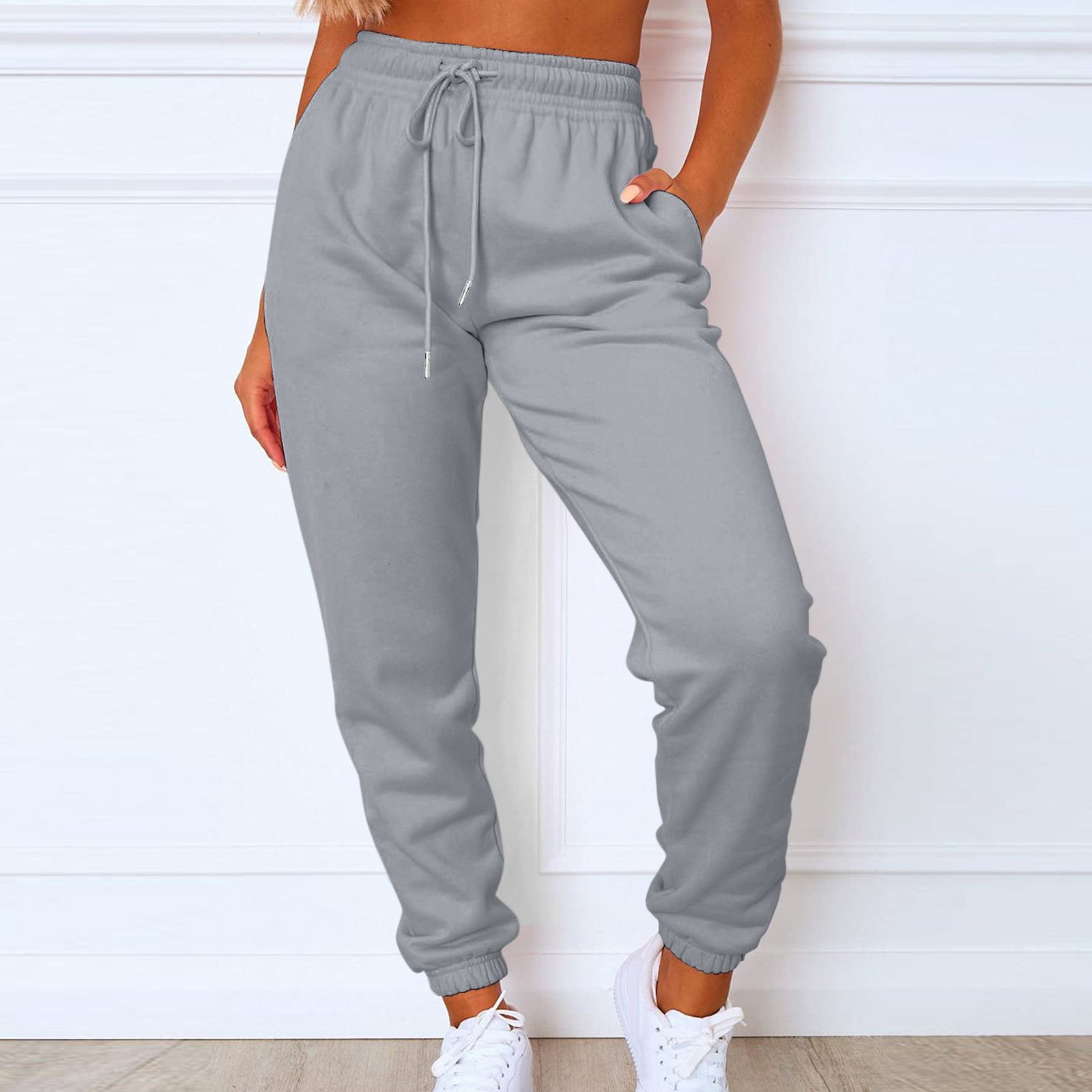 Cuffed High Waisted Oversized Jogger Trousers Grey