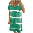 thumbnail image 1 of Susanny Women'S Summer Dresses Short Sleeve Knee Length V Neck Tshirt Formal Midi Dress Shift Striped Plus Size Sundresses Green 2XL, 1 of 8