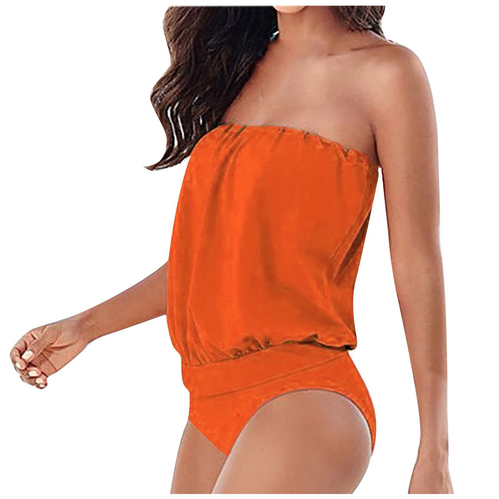 Susanny Women Strapless One Piece Swimsuit Tummy Control Bathing Suits ...