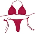 thumbnail image 1 of Susanny Women Triangle Bikini Sets String Halter Bathing Suits Sexy Two Piece Swimsuits Tie Side Bottom Wine L, 1 of 4