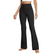 Susanny Women's Bootcut Yoga Pants Tummy Control Workout Non See-Through Bootleg Yoga Pants Black M