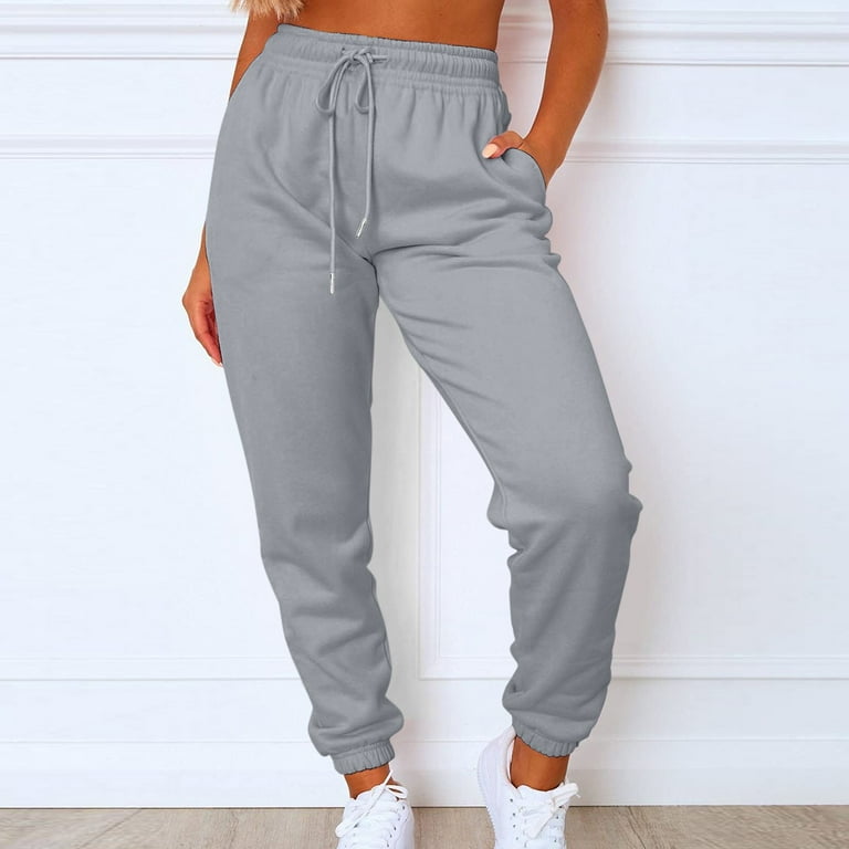 Susanny Women s Sweatpants Gray Cinch Bottom Drawstring with Pockets Straight Leg Elastic Waist High Waisted Baggy Sweatpants Cuff Running Clearance Baggy Pants 2023 Fashion Jogger Pants 3XL Walmart.c...