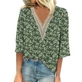 thumbnail image 1 of Susanny Womens Plus Size Tunics Clearance Floral Lace Crochet Shirts for Women Summer V Neck Half Elbow 3/4 Length Sleeve T Shirts for Women Women Casual Blouses Size Xl Army Green 3XL, 1 of 3