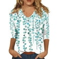 thumbnail image 1 of Susanny Plus Size Boho Shirts V Neck Tropical Womens Tee Shirts Clearance Half Sleeve Elbow 3/4 Length Sleeve Summer Tops Women Womens Casual Summer Blouses Mint Green S, 1 of 4