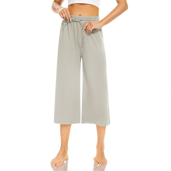 Susanny Womens Cropped Athletic Low Waist Crop Pants Lightweight with Pockets Gym Capri Pants Petite Casual Summer Pull on Capris