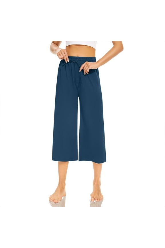 Womens Cropped Athletic Low Waist Crop Pants Lightweight with Pockets Gym Capri Pants Petite Casual Summer Pull on Capris