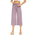 thumbnail image 1 of Susanny Womens Capri Yoga Pants Wide Leg Drawstring Lounge Pants Loose Comfy Workout Capris Sweatpants with Pockets Purple XL, 1 of 8