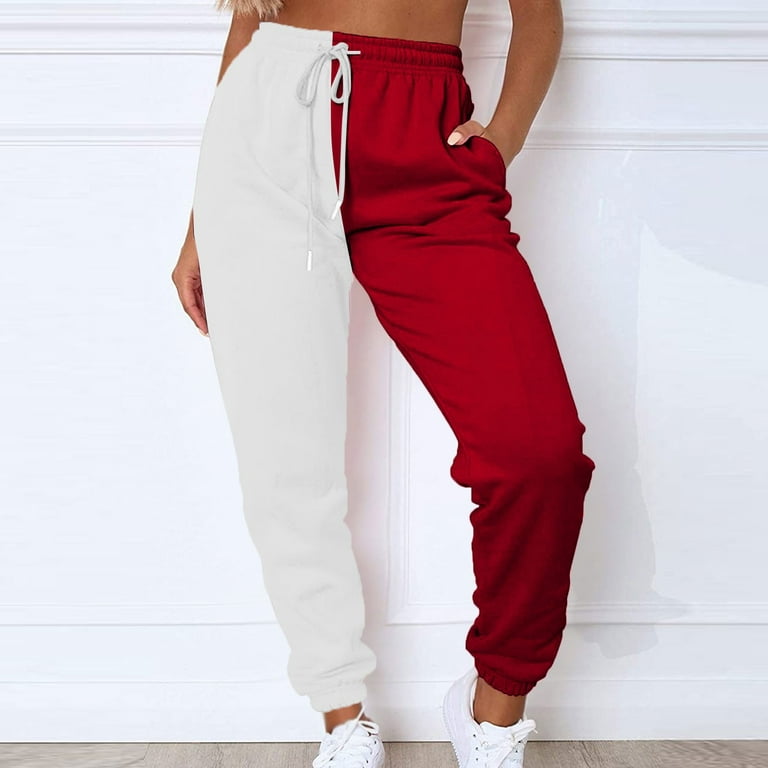 Susanny Womens Y2K Sweatpants Wide Leg Straight Leg High Waisted Drawstring  with Pockets Sweatpants Plus Size Athletic Tall Cargo Jogger Pants Cute