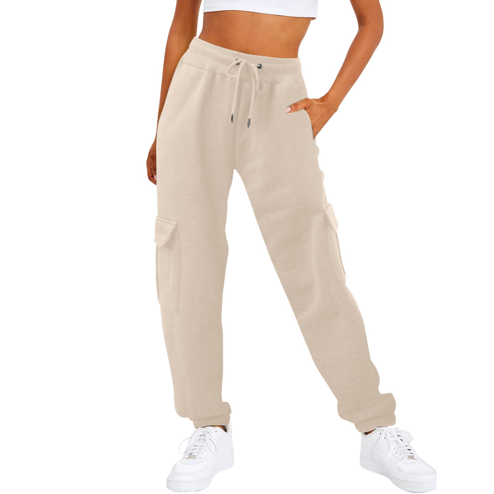 Susanny Womens Petite Sweatpants with Pockets and Open Leg Cinch Bottom