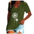 thumbnail image 1 of Susanny Womens Plus Size Tunic T Shirts V Neck Dandelion Print Oversized T Shirts for Women Night Short Sleeve Flowy Women's Shirts Blouses and Tops Clearance Green 5XL, 1 of 7