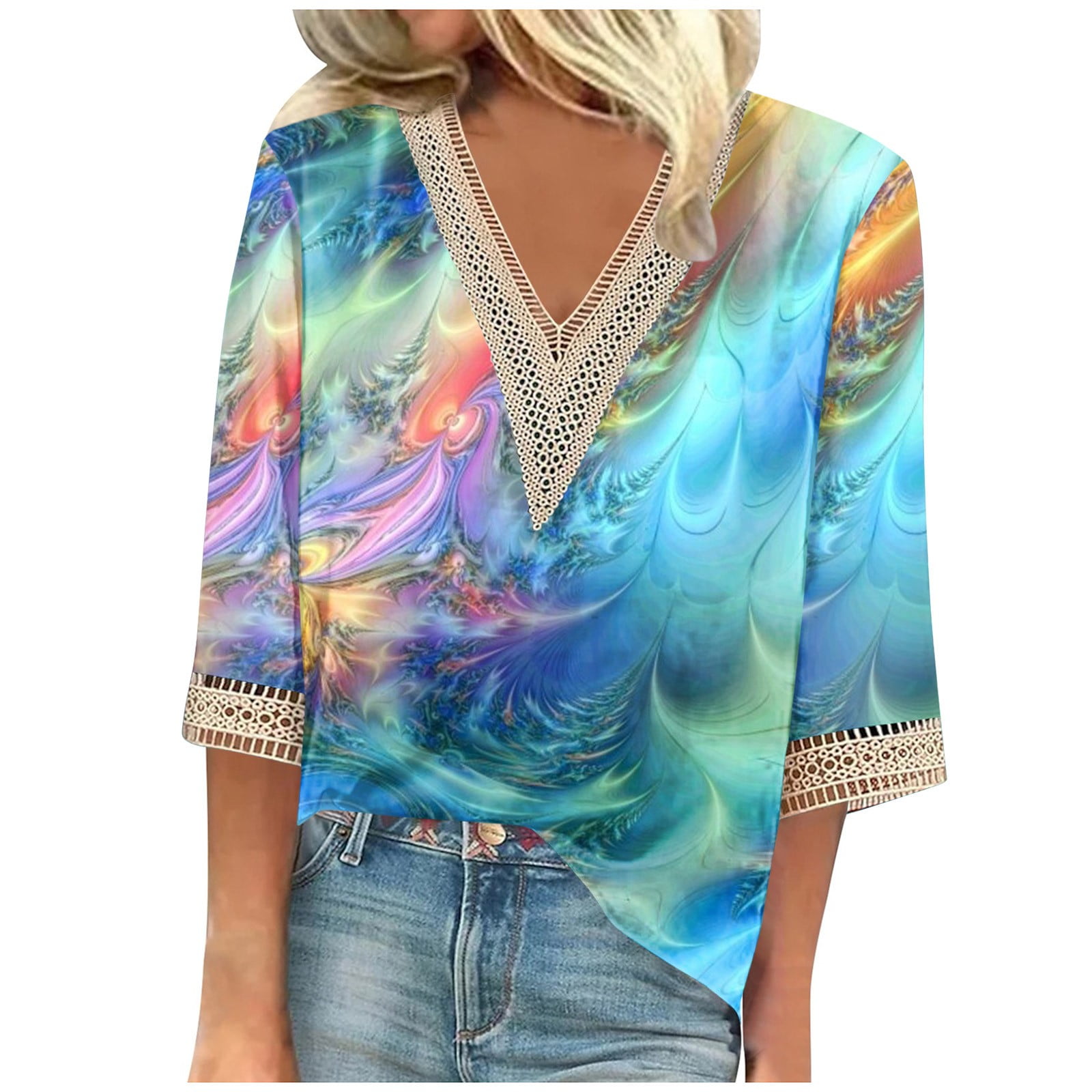 Women’s Patriotic USA Flag T-Shirt – Drop Sleeve Oversized Tee – Casual Summer Top