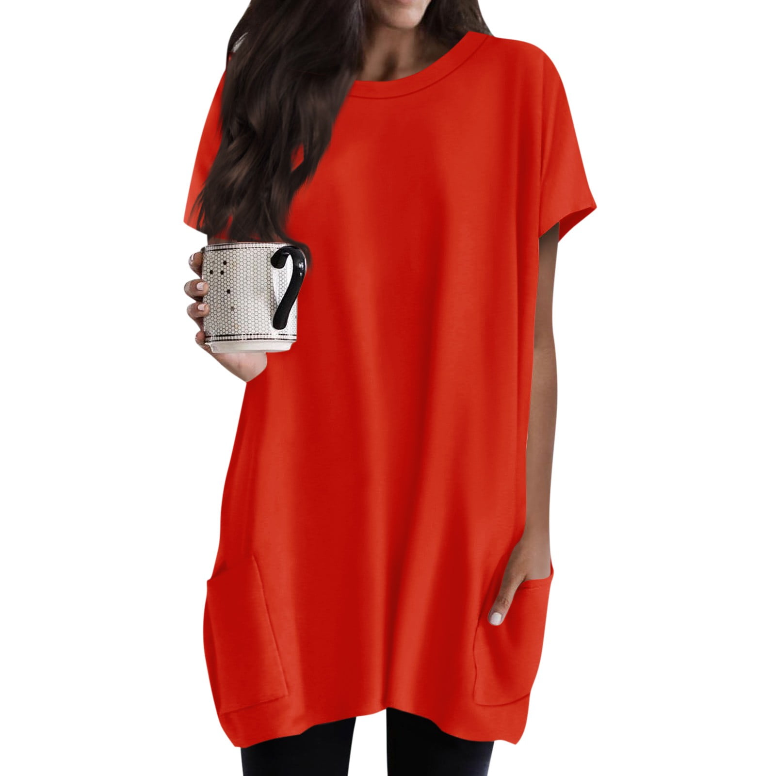 womens red tunic tops for leggings