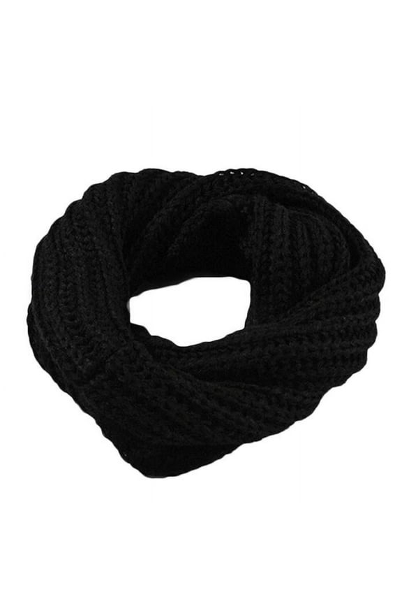 Womens Thick Fashion Scarves Outdoor Warm Winter Neck Circle Knitted Neck Gaiter Round Round Neck Warmer for Women Cold Weather Scarf Black
