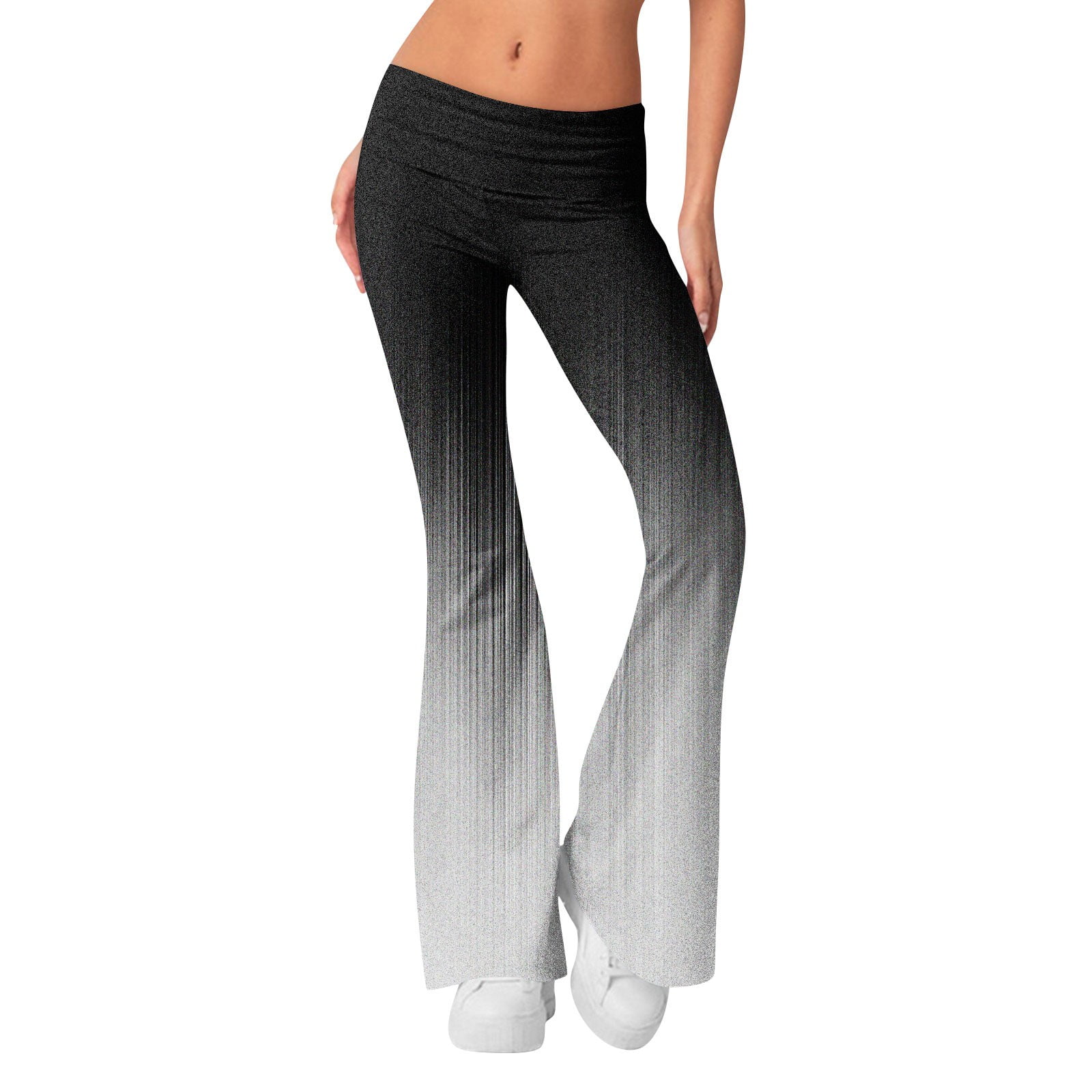 Susanny Womens Yoga Pants Flared Leg Tie Dye Fold Over Bootcut Low