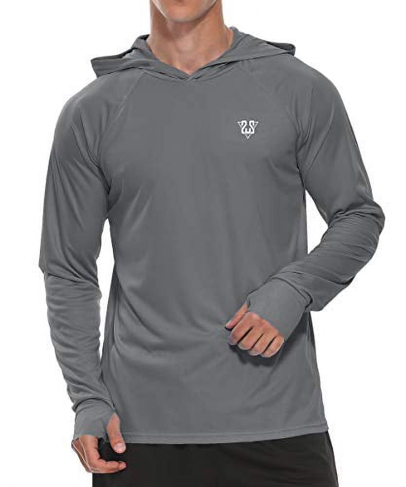 Susclude Men's UPF 50+ Sun Protection Hoodie Shirt Long Sleeve SPF Fishing  Outdoor UV Hiking Workout Shirt Quick Dry Rashguard Sun Shirts Dark Gray  2XL 