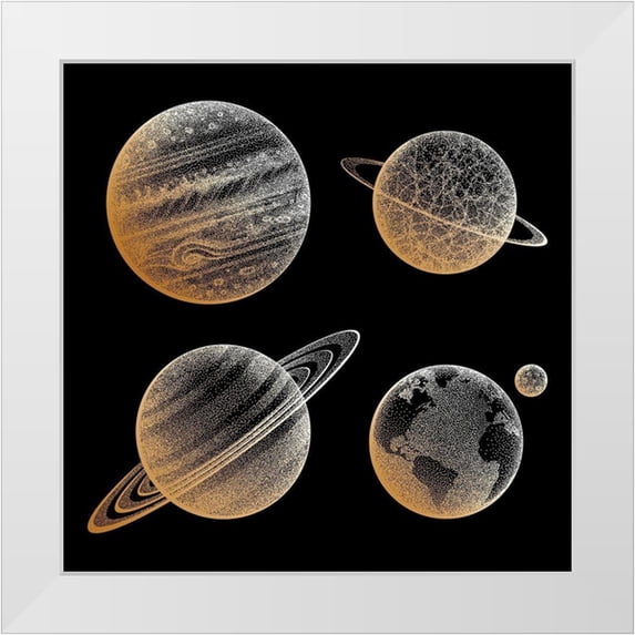 Sushchina, M. 12x12 White Modern Wood Framed Museum Art Print Titled - Celestial Bodies