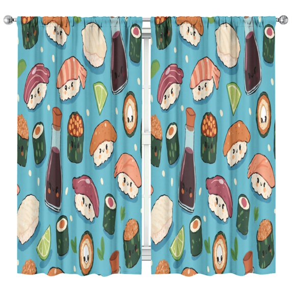 Sushi (1)_33 Curtains-blackout Curtains Bedroom Decor Living Room Darkening Grommet Window Drapes 2 Panels Set 42"x 84"