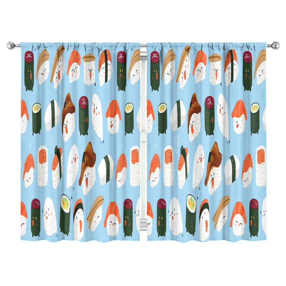 Sushi (52)_23 Curtains-blackout Curtains Bedroom Decor Living Room Darkening Grommet Window Drapes 2 Panels Set 52"x 84"