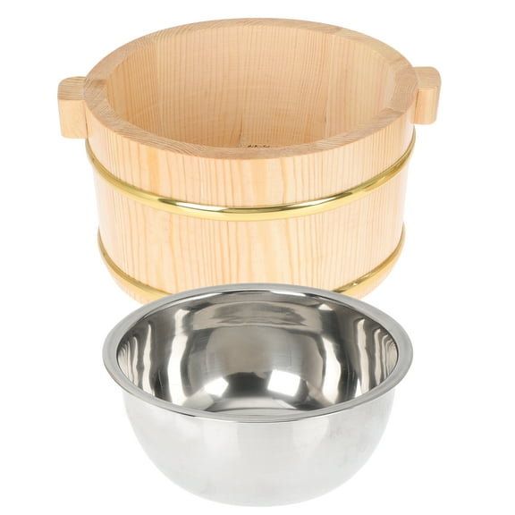 ifundom Wooden Sushi Rice Tub Khaki Color - Storage Container for Home and Restaurant Kitchen Use
