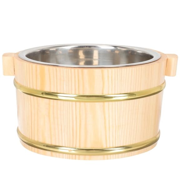 TABLZONE Home Kitchen Accessory Khaki Wood Rice Container for Sushi and Salad Serving