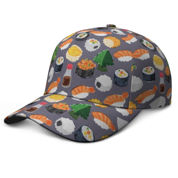 Sushi Baseball Cap Adjustable Print Ball Cap for Women Men Shopping Beach Vacation