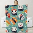 thumbnail image 1 of Sushi Blanket for Adults Kids, Flannel Sushi Blankets Gifts, Japanese Food Sushi Throw Blanket for Sofa Couch Bed Living Room Soft Warm Cozy Sushi Decor 60" x 50", 1 of 6