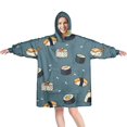 thumbnail image 1 of Sushi Blanket Hoodie Wearable Blanket Hoodie for Adults Sherpa All Patterns Oversized Sweatshirt Blanket with Pockets, 1 of 7