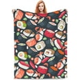 thumbnail image 1 of Sushi Blanket Japanese Style Fleece Blanket for Bed Couch Sofa Kawaii Food Throw Blanket Cute Japanese Sushi Lovers Plush Throw Blanket Room Sushi Decor Gifts 50"x60" Travel Picnic All Season Kids, 1 of 6